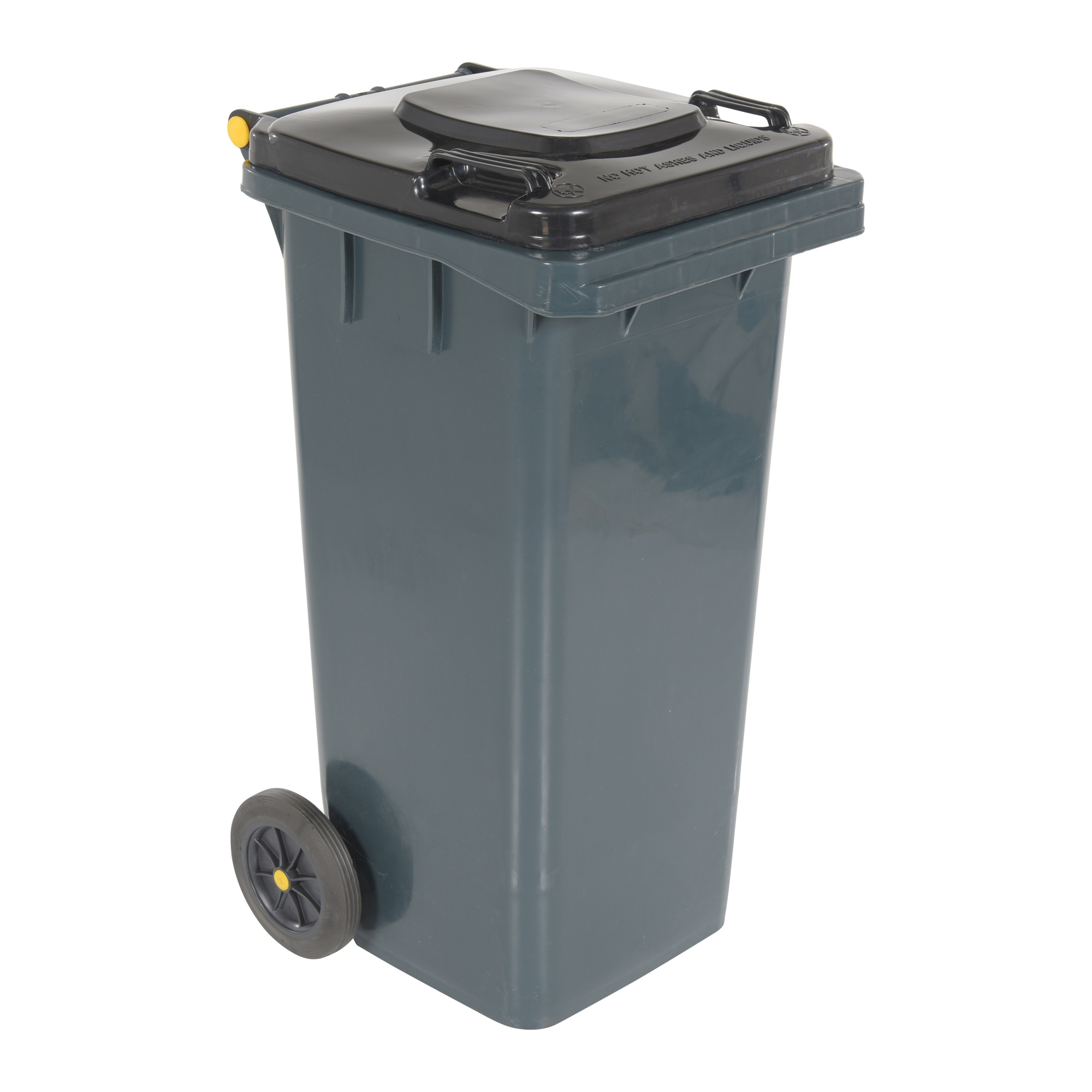 Vestil Polyethylene Trash Can - 32 Gal., Gray, Hinged Lid, Wheels, Model# TH-32-GY